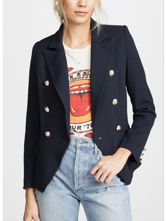 Lioness Jackets & Blazers - Lioness Double Breasted Navy Blue Gold Button Blazer Medium EUC